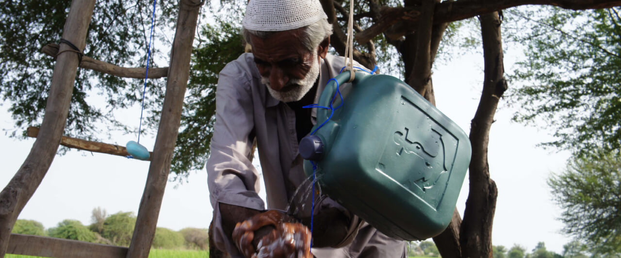 A handwashing station for a village in Pakistan