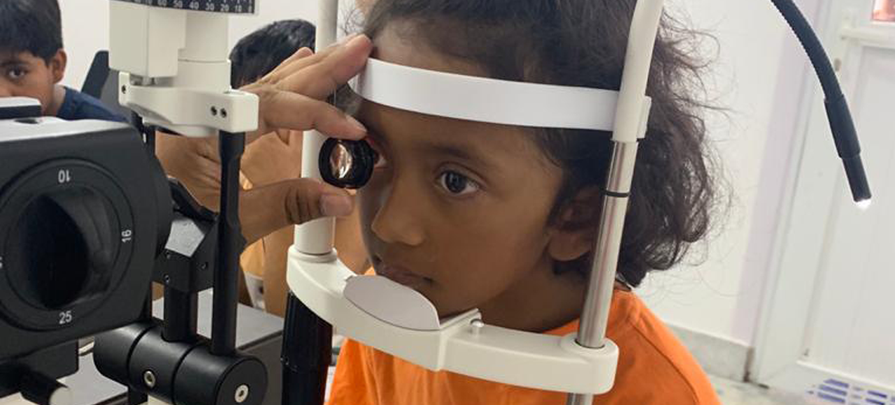 A medical check-up for a child in Nepal